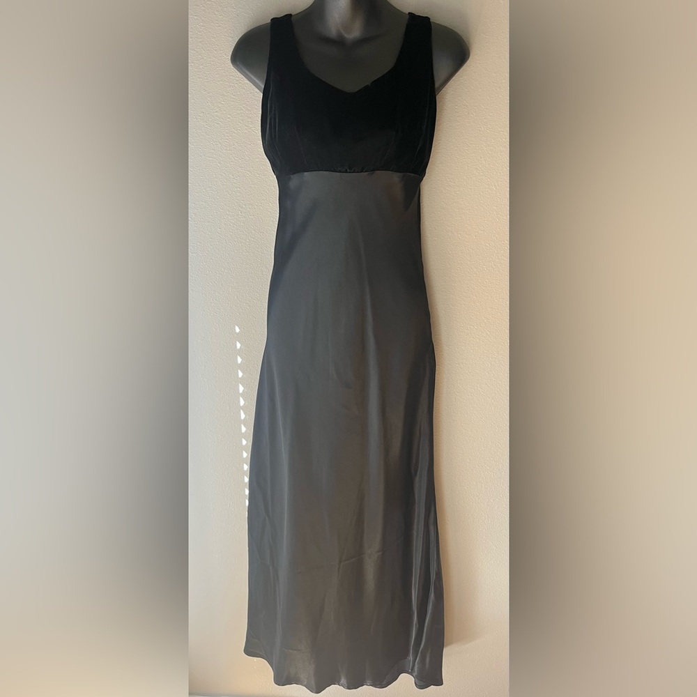 Vintage R Wear Rampage Black Satin Velvet Maxi Dress 90s Y2K Whimsigoth Sz 5